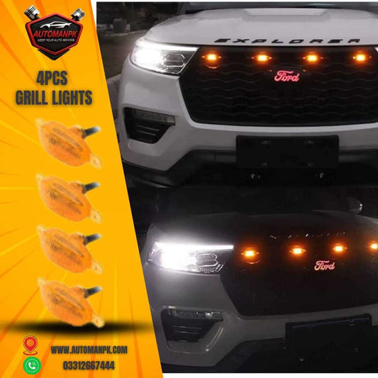 4 Pieces Car Orange Grill LED Lights Daytime Running Lights for Cars – AutoManPK Pakistan