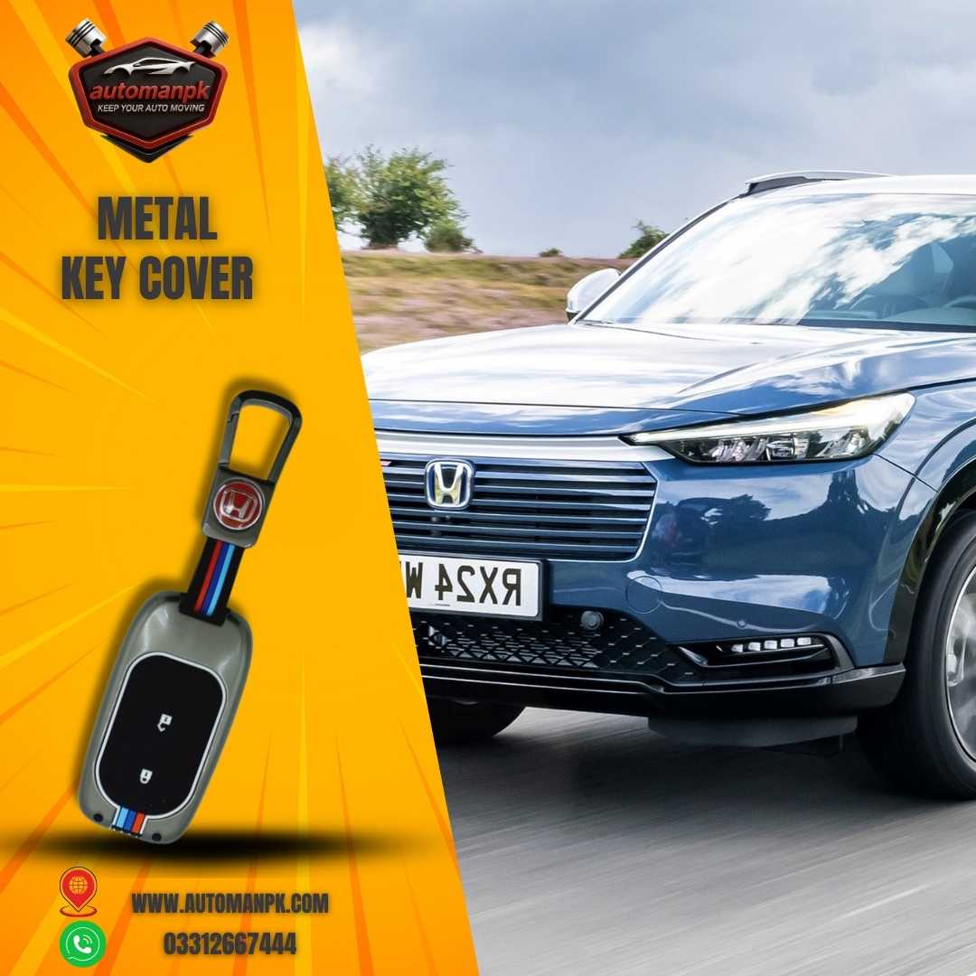 Honda HRV Metal Key Cover & Key Chain 2-in-1 2013-2025 Premium Car Accessory Pakistan | AutoManPK