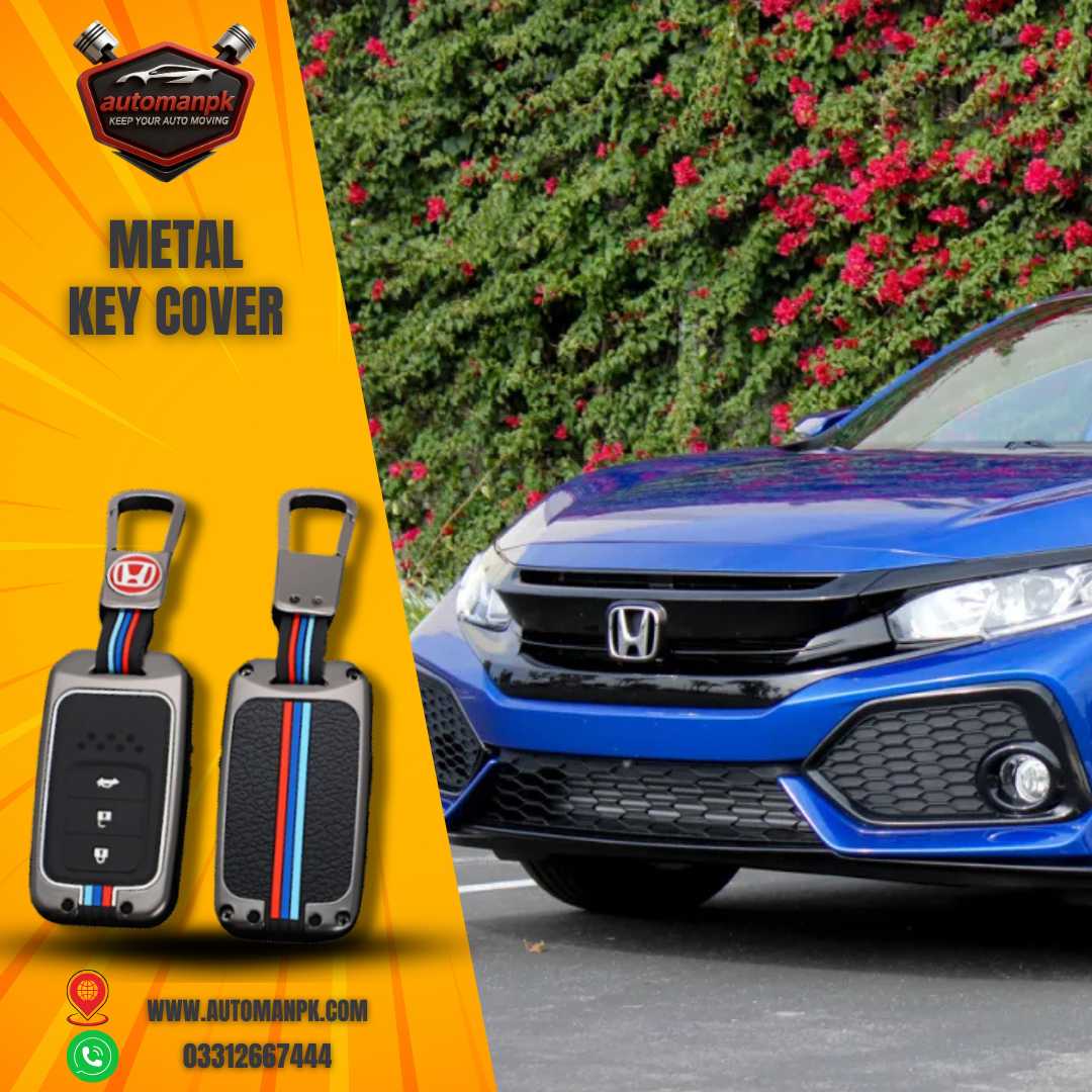 Honda Civic Metal Key Cover & Key Chain 2-in-1 2016-2022 for Car Key Protection in Pakistan | AutoManPK