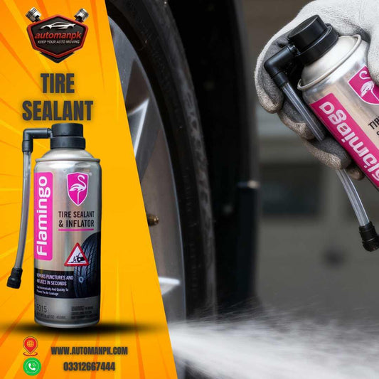 Flamingo Tire Sealant 450ML with Car Inflator for instant tire repair in Pakistan