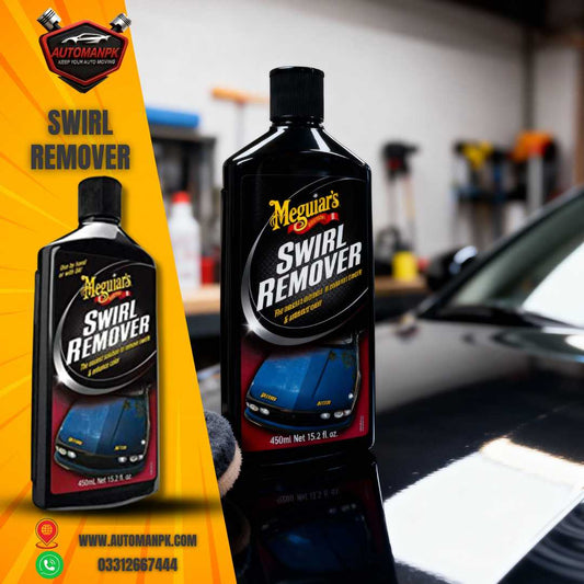 Meguiar’s Swirl Remover car scratch remover applied on black car paint in Pakistan