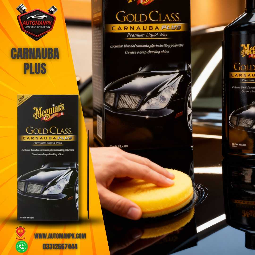 Meguiar’s Gold Class Carnauba Plus Liquid Wax applied on car for deep shine in Pakistan