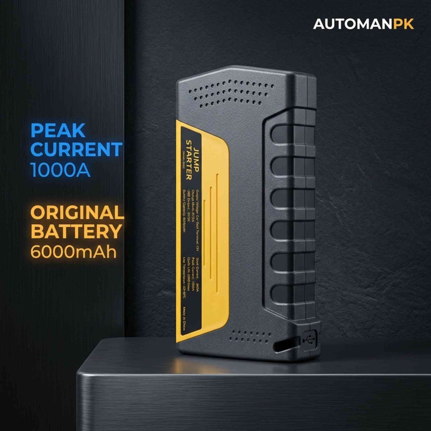 JU44 Car Jump Starter 6000mAh – 1000A Peak Current | Portable Emergency Battery Booster | Without Air Compressor | AutoManPK