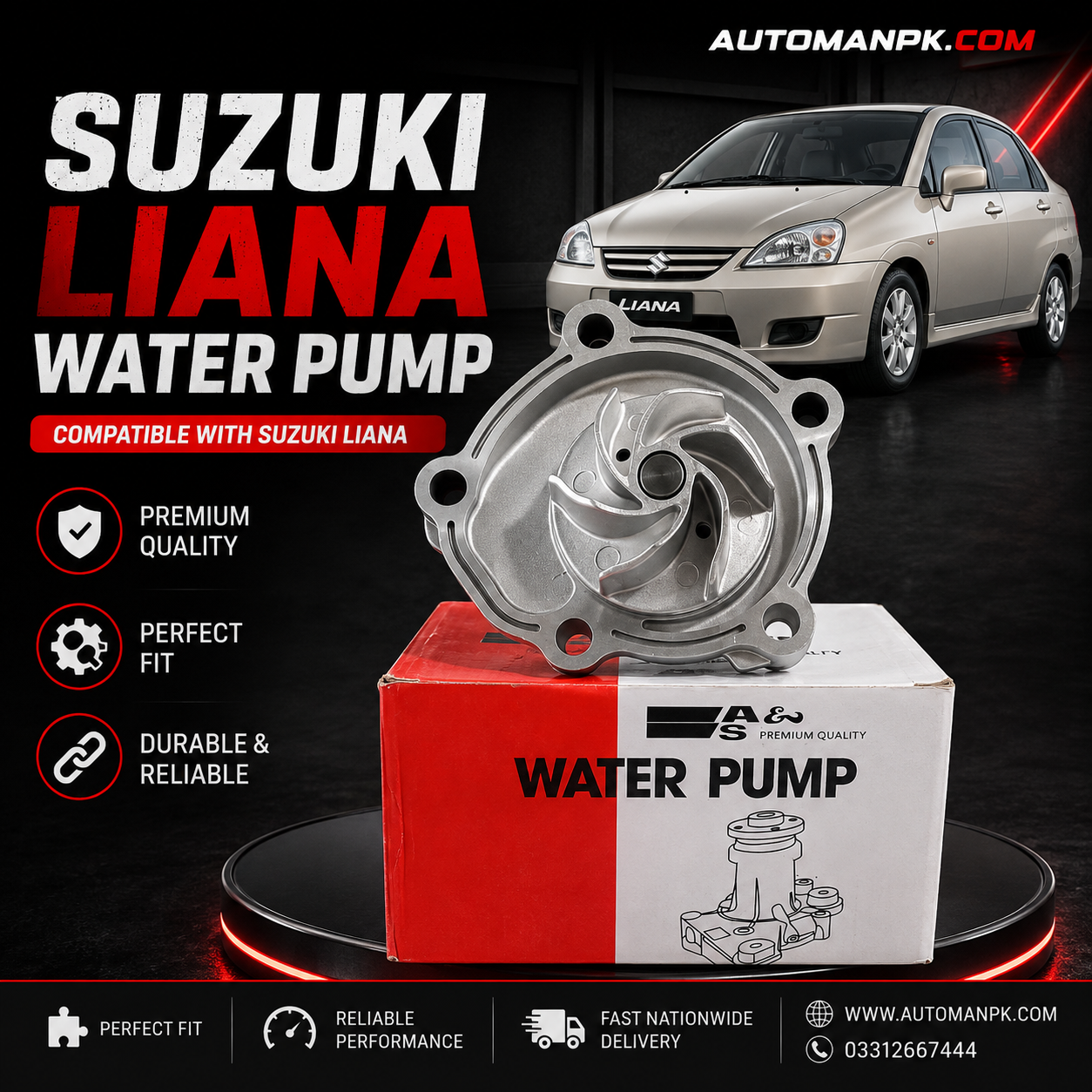 Suzuki Liana 1.6 Genuine A&S Water Pump – All Models | Engine Cooling