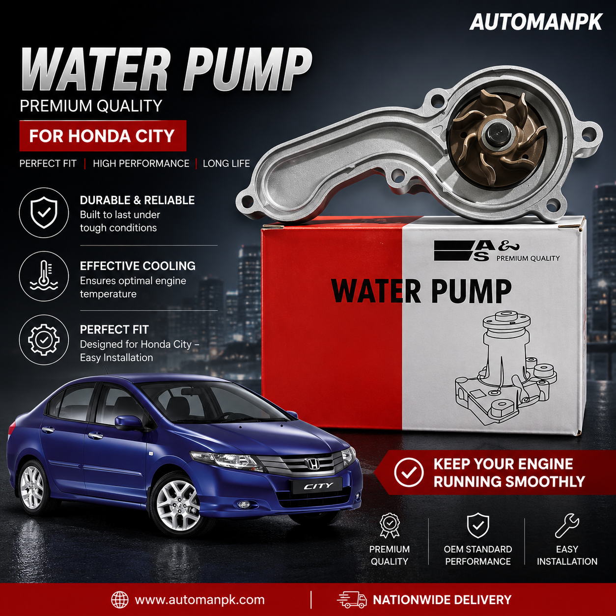 Honda City Water Pump (2009-2020) | A&S | AutoManPK