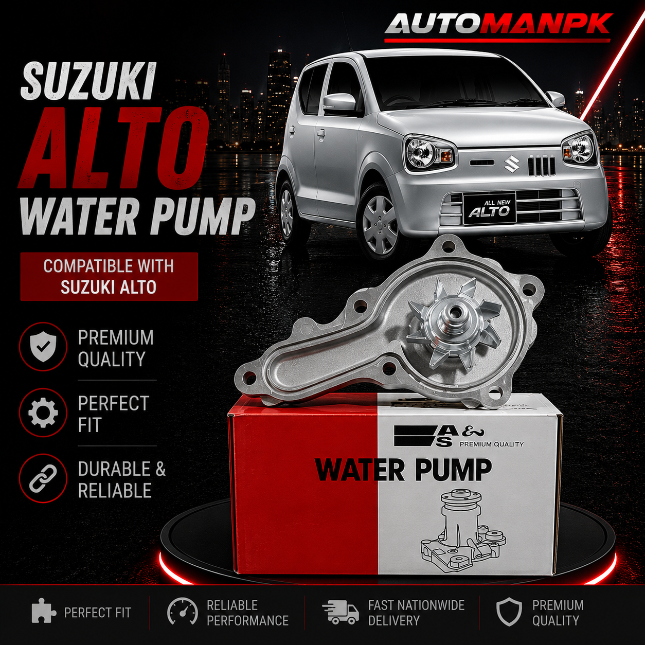Suzuki Alto 660cc 2017-2026 Water Pump – A&S JF-S18 | OEM Quality | Direct Replacement