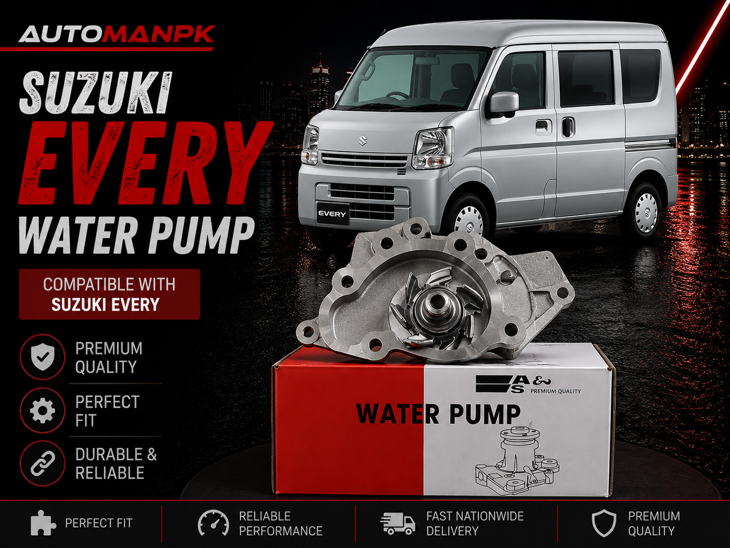 Suzuki Every Water Pump – A&S GWS-42A K6A Engine | OEM Quality | Direct Replacement