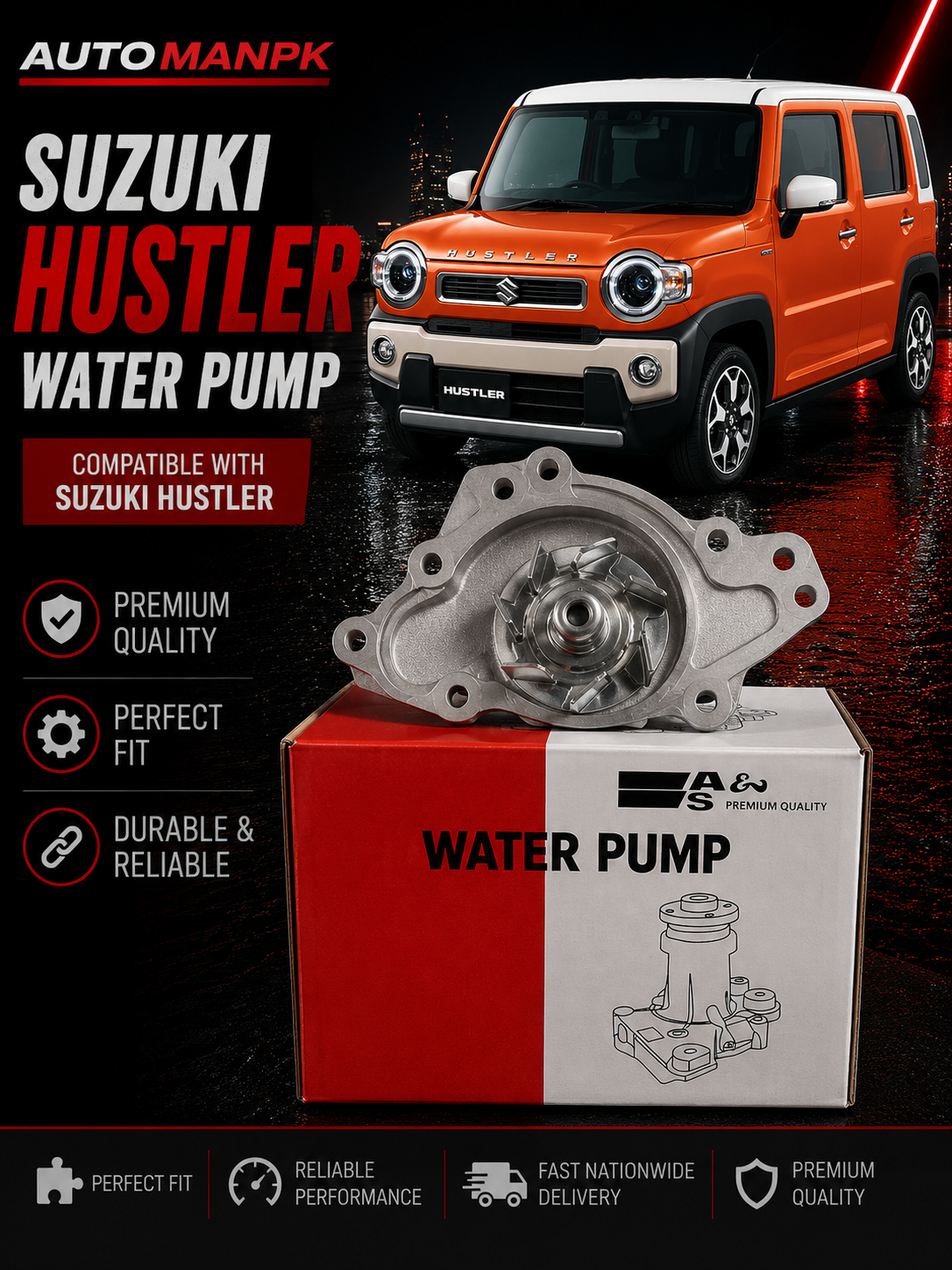 Suzuki Hustler Water Pump – A&S GWS-46A | OEM Quality | Direct Replacement
