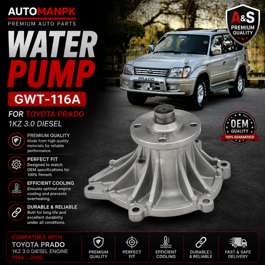 Toyota Prado Water Pump – A&S GWT-116A | 1KZ-TE Diesel Engine | OEM Quality | Direct Replacement