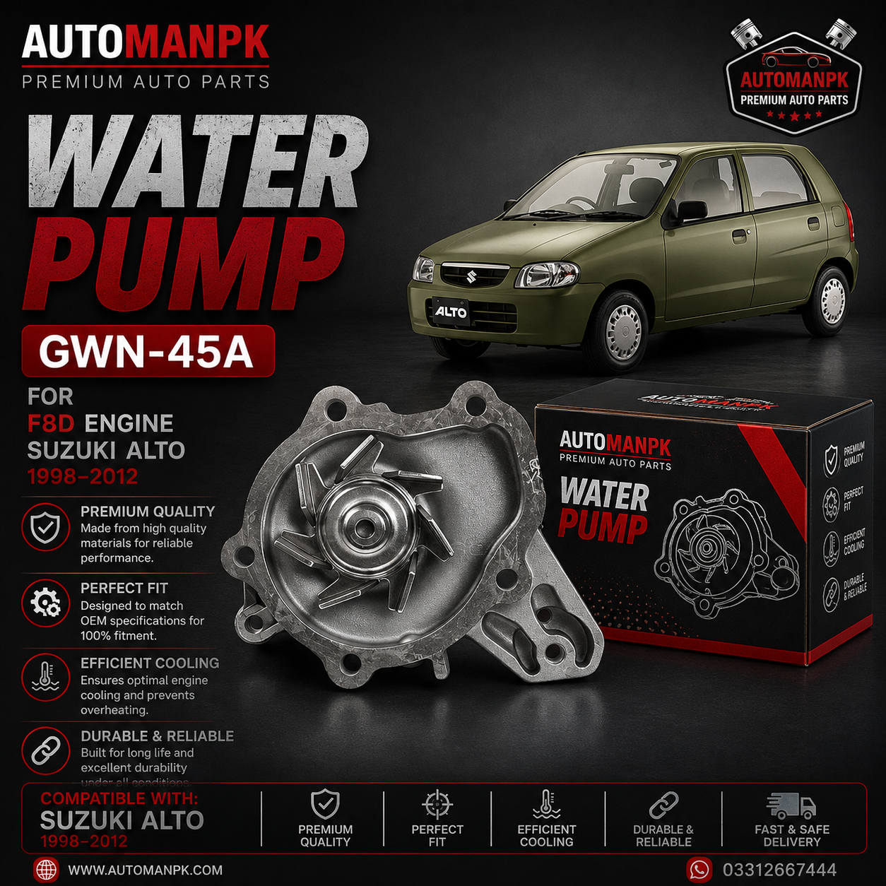 Suzuki Alto Water Pump 2000-2012 Replacement