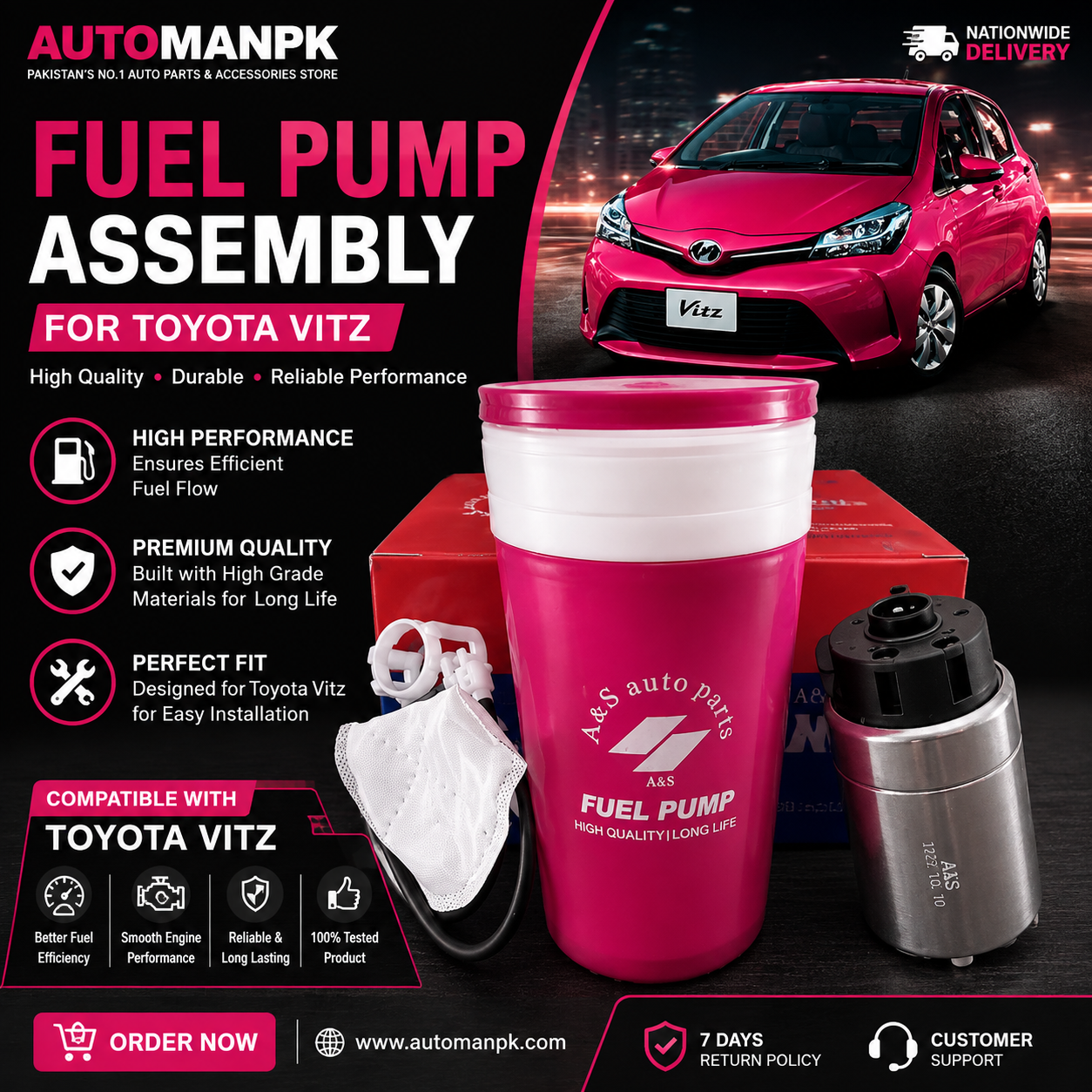 Premium Toyota Vitz Fuel Pump (Tanki) A&S – High Performance & Reliable Auto Part in Pakistan