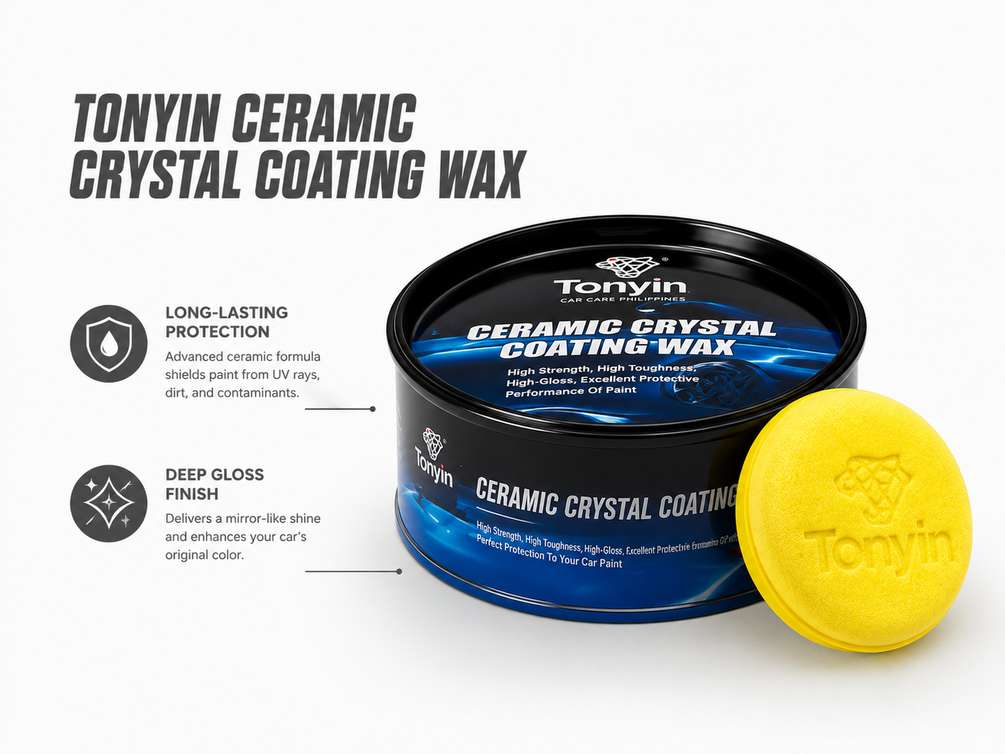 Tonyin Ceramic Crystal Coating Wax – Nano Ceramic | Hydrophobic | Deep Gloss | All Vehicles