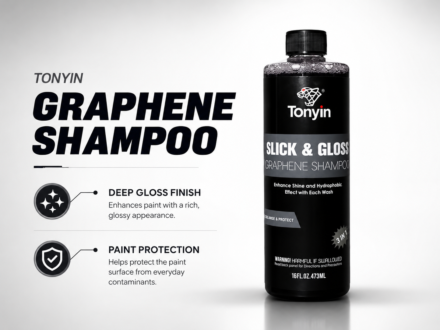 Tonyin Graphene Car Shampoo 473ml – High Gloss | Deep Clean | Safe for All Paints