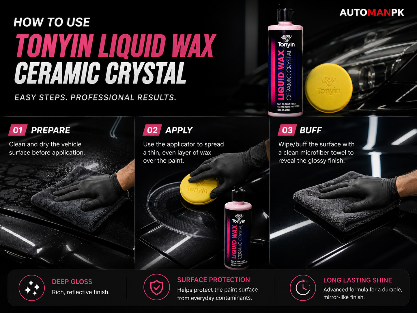 Tonyin Graphene Car Shampoo 473ml – High Gloss | Deep Clean | Safe for All Paints