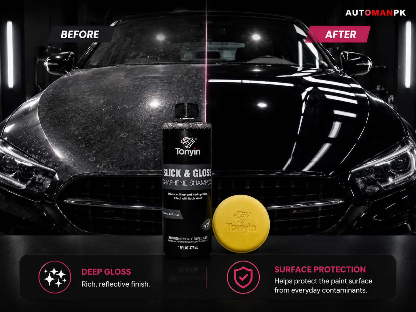Tonyin Graphene Car Shampoo 473ml – High Gloss | Deep Clean | Safe for All Paints
