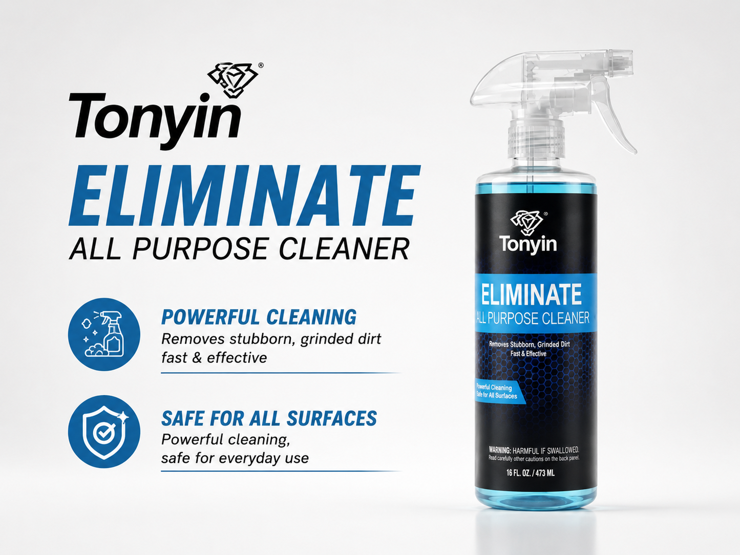 Tonyin All Purpose Cleaner 473ml – Interior & Exterior | Removes Grease, Stains & Grime | Safe for All Surfaces