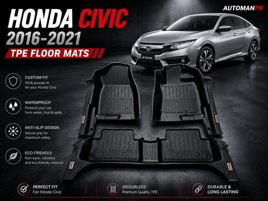 Honda Civic 2016-2021 TXR TPE Floor Mats – Custom Fit – Waterproof – Anti-Slip – Full Set