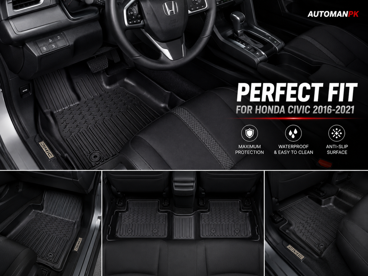 Honda Civic 2016-2021 TXR TPE Floor Mats – Custom Fit – Waterproof – Anti-Slip – Full Set