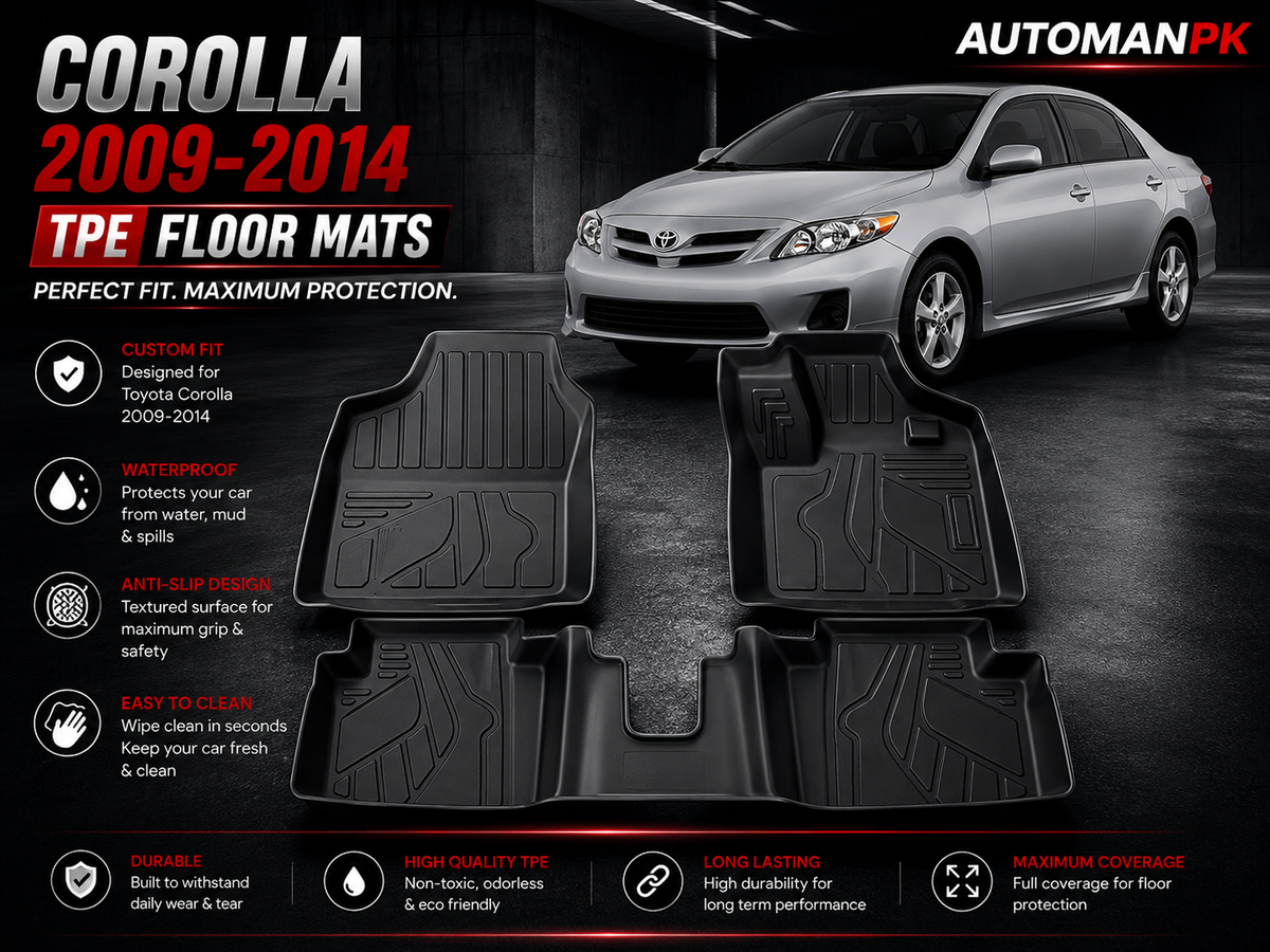Toyota Corolla 2009-2014 TPE Floor Mats – Custom Fit – Waterproof – Anti-Slip – Full Set