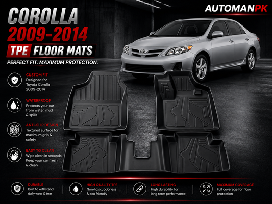 Toyota Corolla 2009-2014 TPE Floor Mats – Custom Fit – Waterproof – Anti-Slip – Full Set