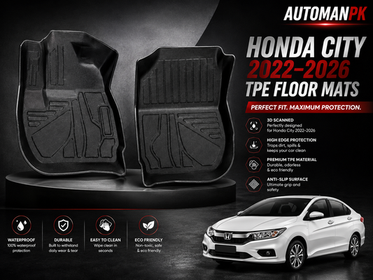 Honda City 2022-2026 TPE Floor Mats – Custom Fit – Waterproof – Anti-Slip – Full Set