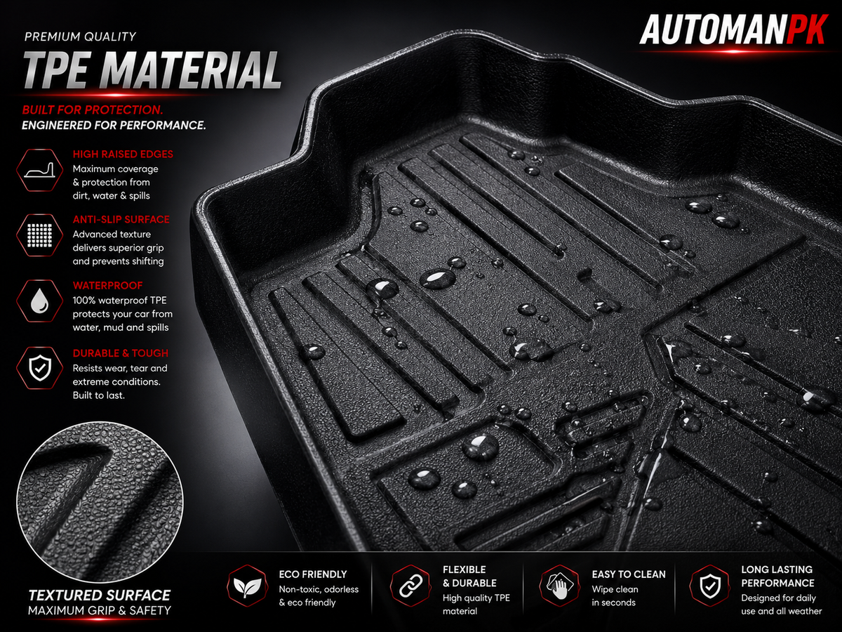 Honda City 2022-2026 TPE Floor Mats – Custom Fit – Waterproof – Anti-Slip – Full Set