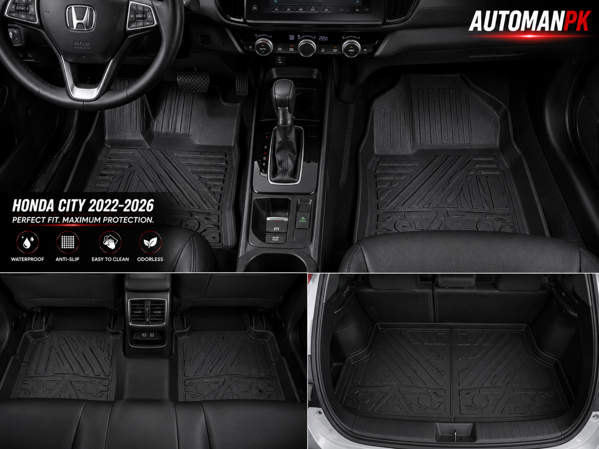 Honda City 2022-2026 TPE Floor Mats – Custom Fit – Waterproof – Anti-Slip – Full Set