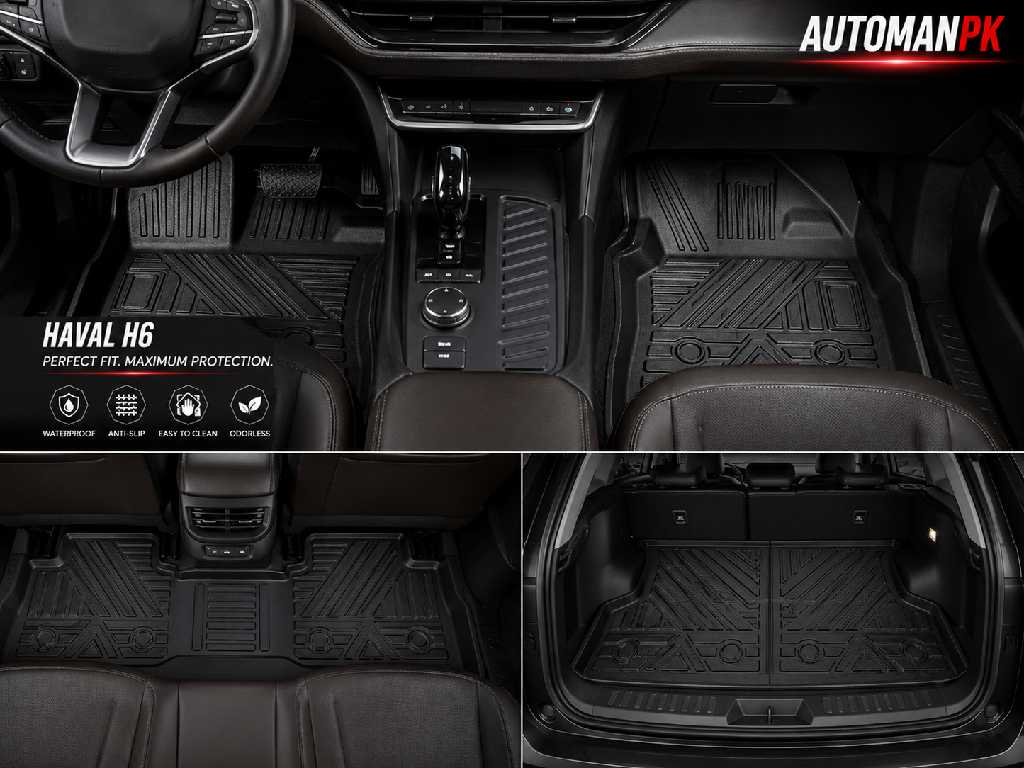 Haval H6 2023 TPE Floor Mats – Custom Fit – Waterproof – Anti-Slip – Full Set