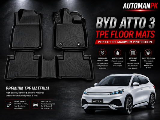 BYD Atto 3 TPE 3D Floor Mats – Precision Fit – All-Weather – Waterproof – Anti-Slip – Full Set