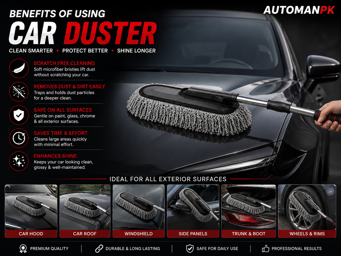 Car Duster Exterior – Quick Dust Removal | Scratch-Free | All Car Surfaces