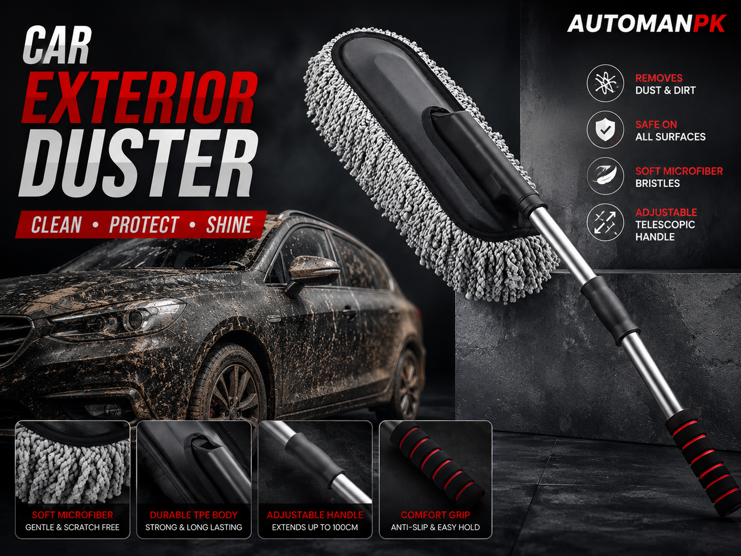 Car Duster Exterior – Quick Dust Removal | Scratch-Free | All Car Surfaces