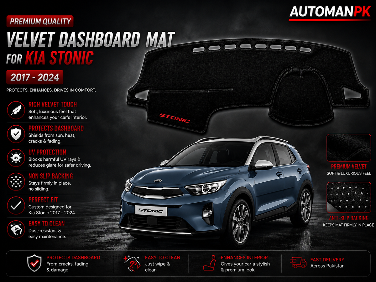 Kia Stonic Velvet Dashboard Mat – Anti-Glare | Non-Slip | Custom Fit