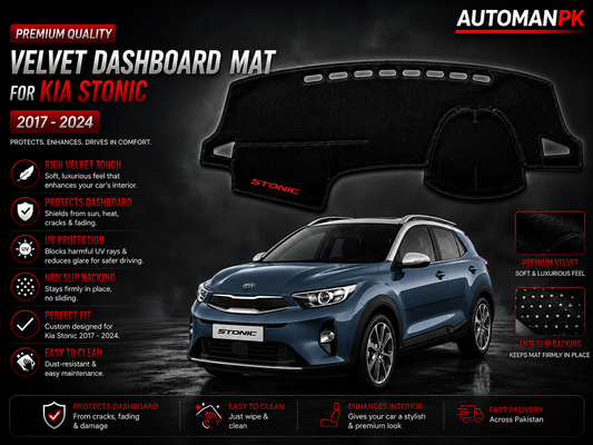 Kia Stonic Velvet Dashboard Mat – Anti-Glare | Non-Slip | Custom Fit