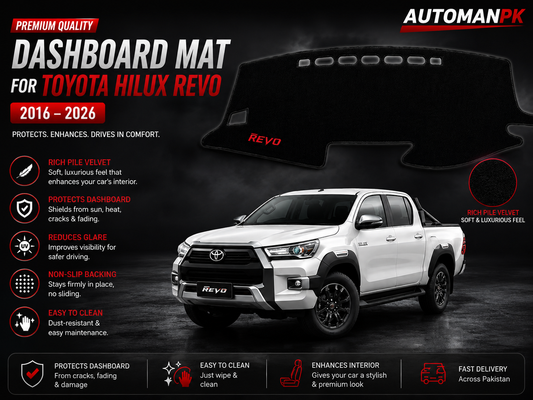 Toyota Revo 2016-2026 Velvet Dashboard Mat – Anti-Glare | Non-Slip | Custom Fit