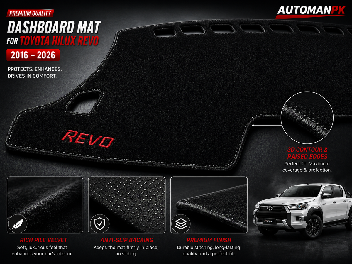 Toyota Revo 2016-2026 Velvet Dashboard Mat – Anti-Glare | Non-Slip | Custom Fit