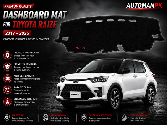 Toyota Raize Velvet Dashboard Mat – Anti-Glare & Non-Slip | Custom Fit