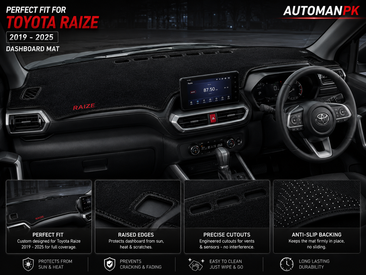 Toyota Raize Velvet Dashboard Mat – Anti-Glare & Non-Slip | Custom Fit