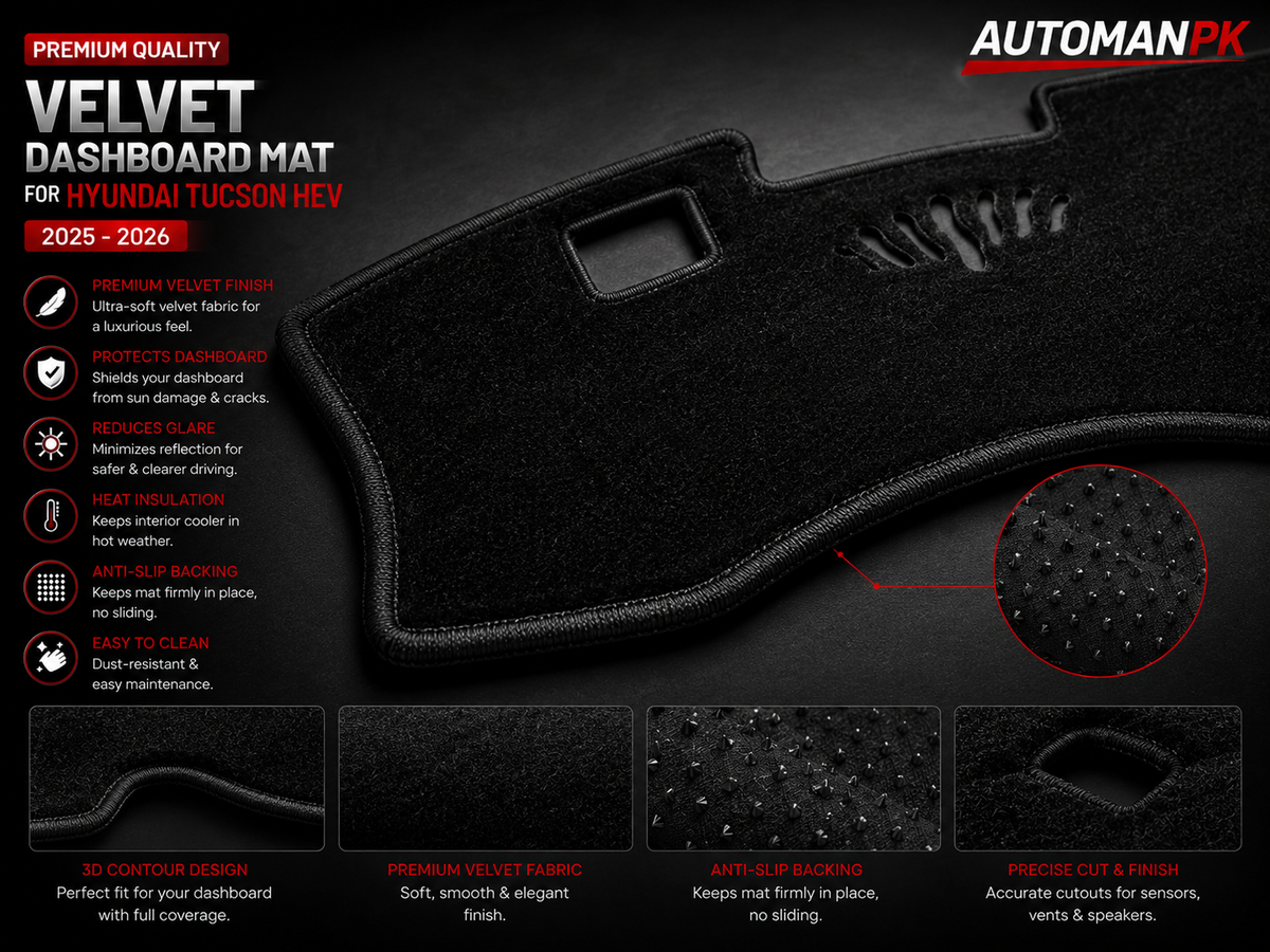 Hyundai Tucson 2025-2026 Velvet Dashboard Mat – Anti-Glare | Non-Slip | Custom Fit
