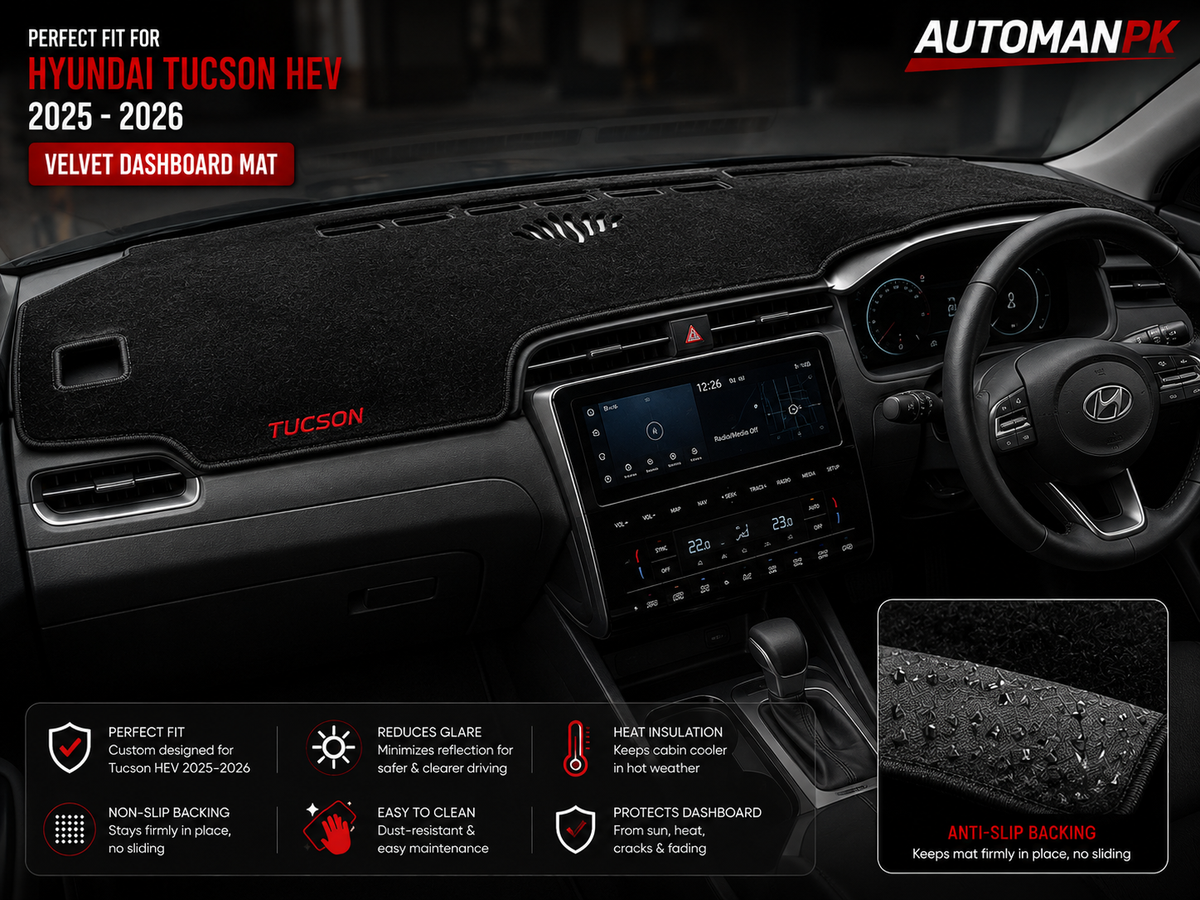 Hyundai Tucson 2025-2026 Velvet Dashboard Mat – Anti-Glare | Non-Slip | Custom Fit