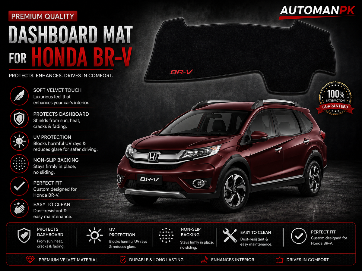 Honda BR-V 2017-2026 Velvet Dashboard Mat – Anti-Glare | Non-Slip | Custom Fit