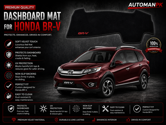 Honda BR-V 2017-2026 Velvet Dashboard Mat – Anti-Glare | Non-Slip | Custom Fit