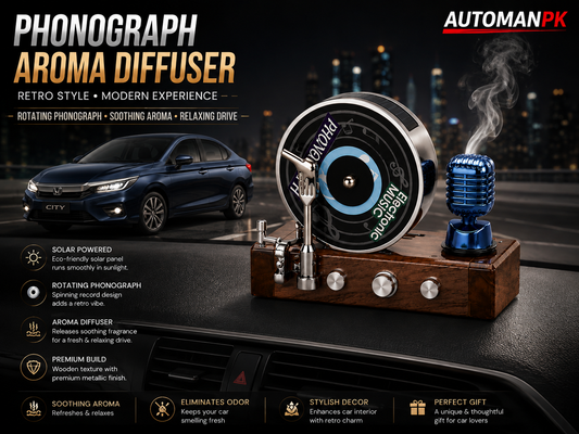 Phonograph Aroma Diffuser – Vintage Car Air Freshener | USB | Retro Design