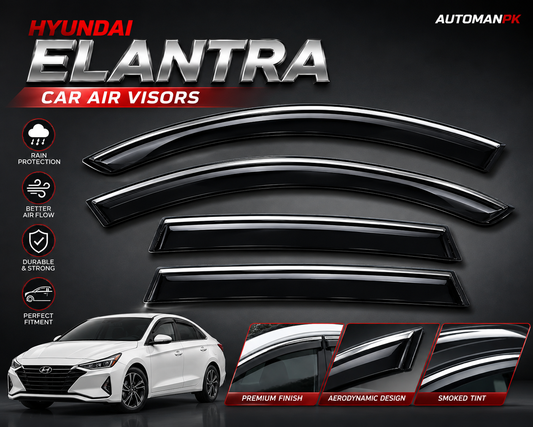 Hyundai Elantra Air Visor – Window Rain Guard | China & Japanese TXR | Custom Fit