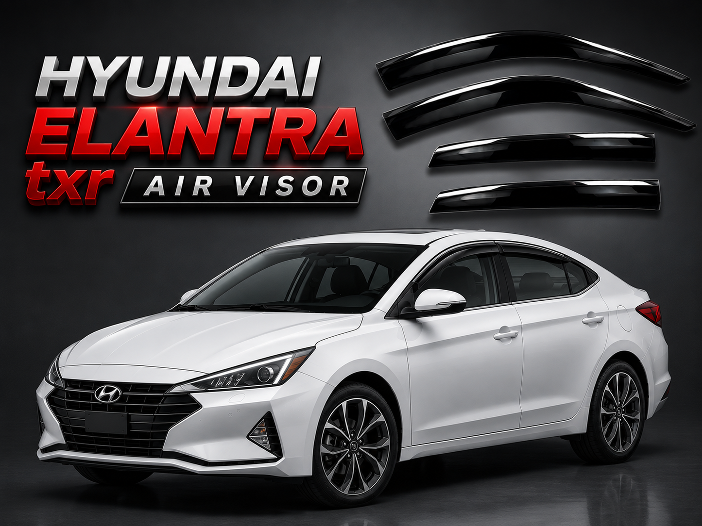 Hyundai Elantra Air Visor – Window Rain Guard | China & Japanese TXR | Custom Fit