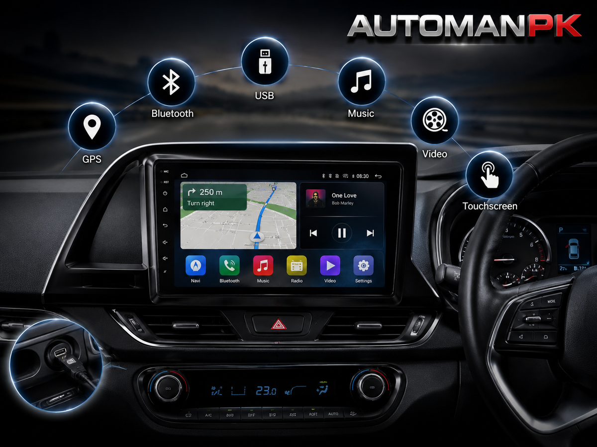 Hyundai Elantra 2021-2024 9-Inch Android Car Panel (Black) – GPS, Bluetooth, WiFi & FM Radio