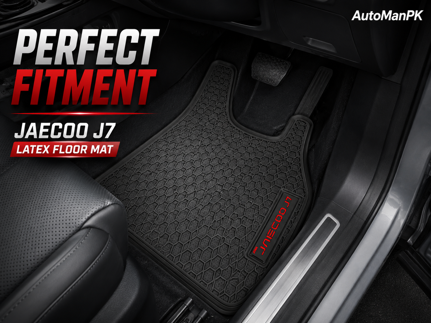 Jaecoo J7 Latex Floor Mats 3Pcs – 2 Front + 1 Rear | Waterproof | Anti-Slip | Custom Fit