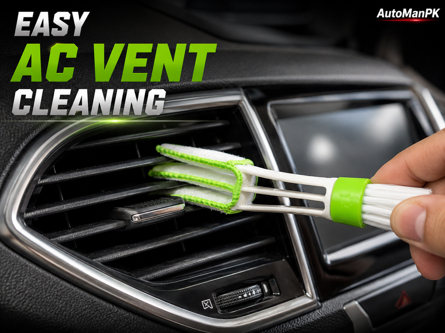 Car AC Vent Cleaning Brush – Dashboard & Air Vent Duster | Soft Bristles | Interior Detailing