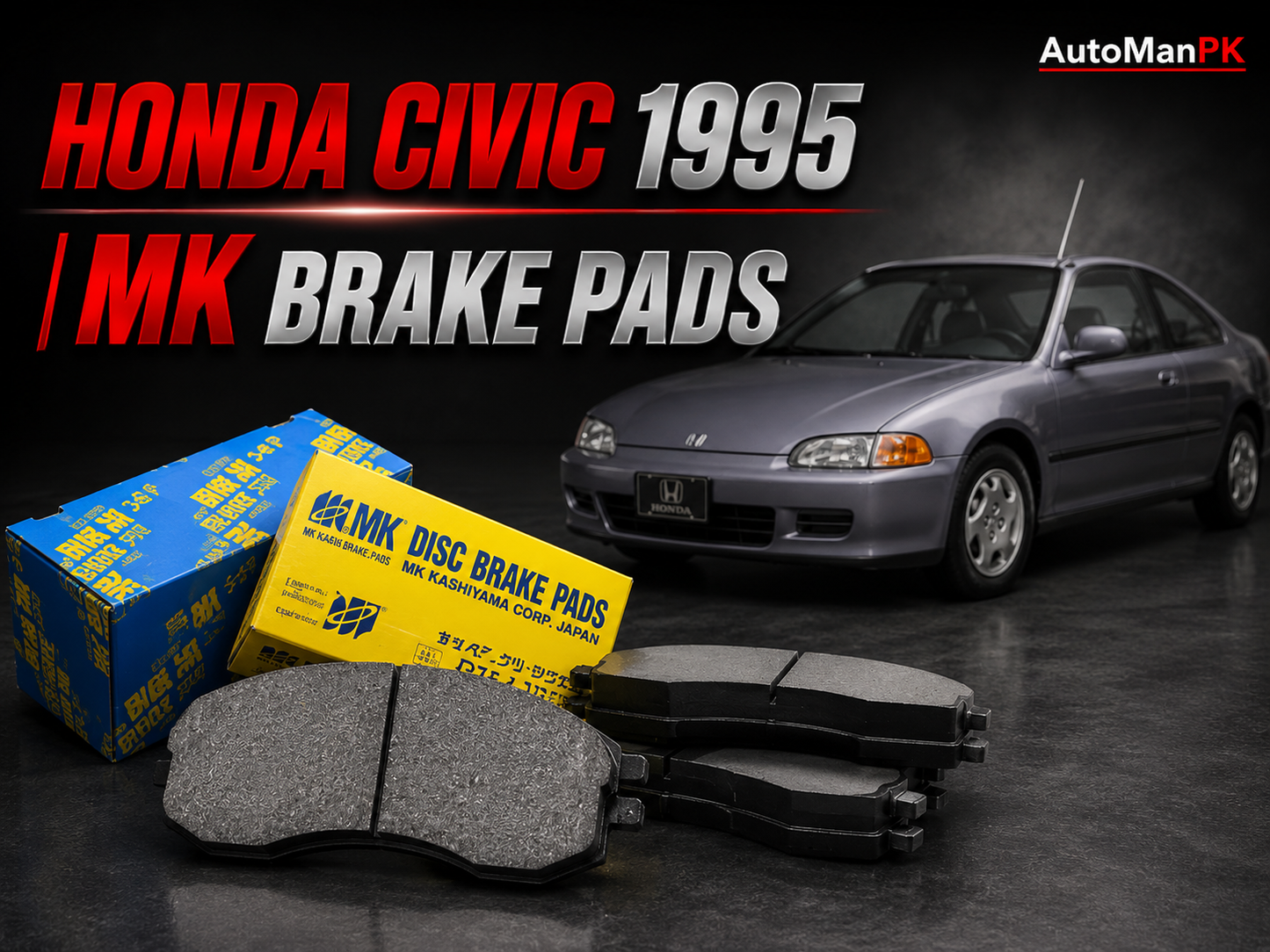 Honda Civic 1991-1995 MK Yellow Front & Rear Brake Pads – OEM Grade | Quiet & Durable
