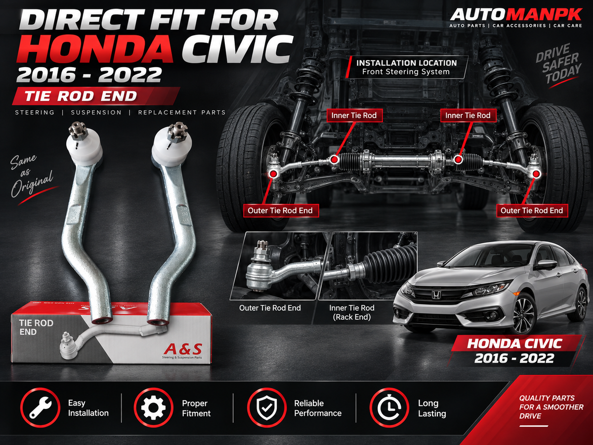 Honda Civic X 2016–2022 Tie Rod + Rack End Set | 53560-TBA-A01 & 53010-TBA-A01