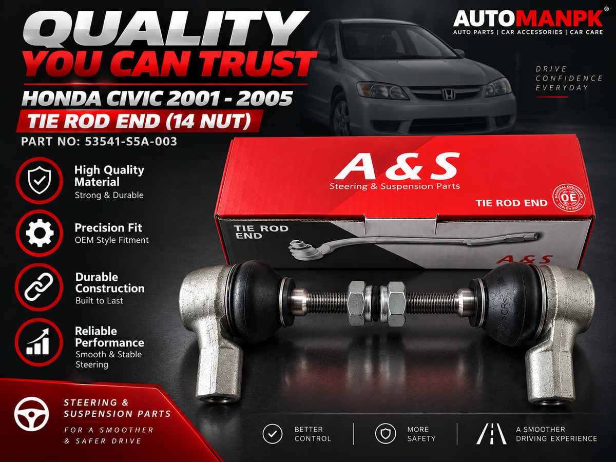 Honda Civic 2001–2005 Tie Rod End | 14 Nut | 53541-S5A-003 | A&S